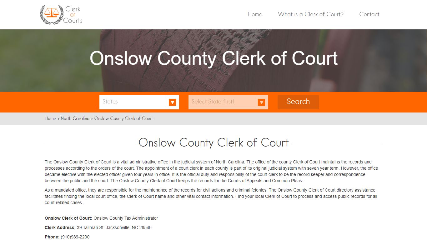 Onslow County Clerk of Court